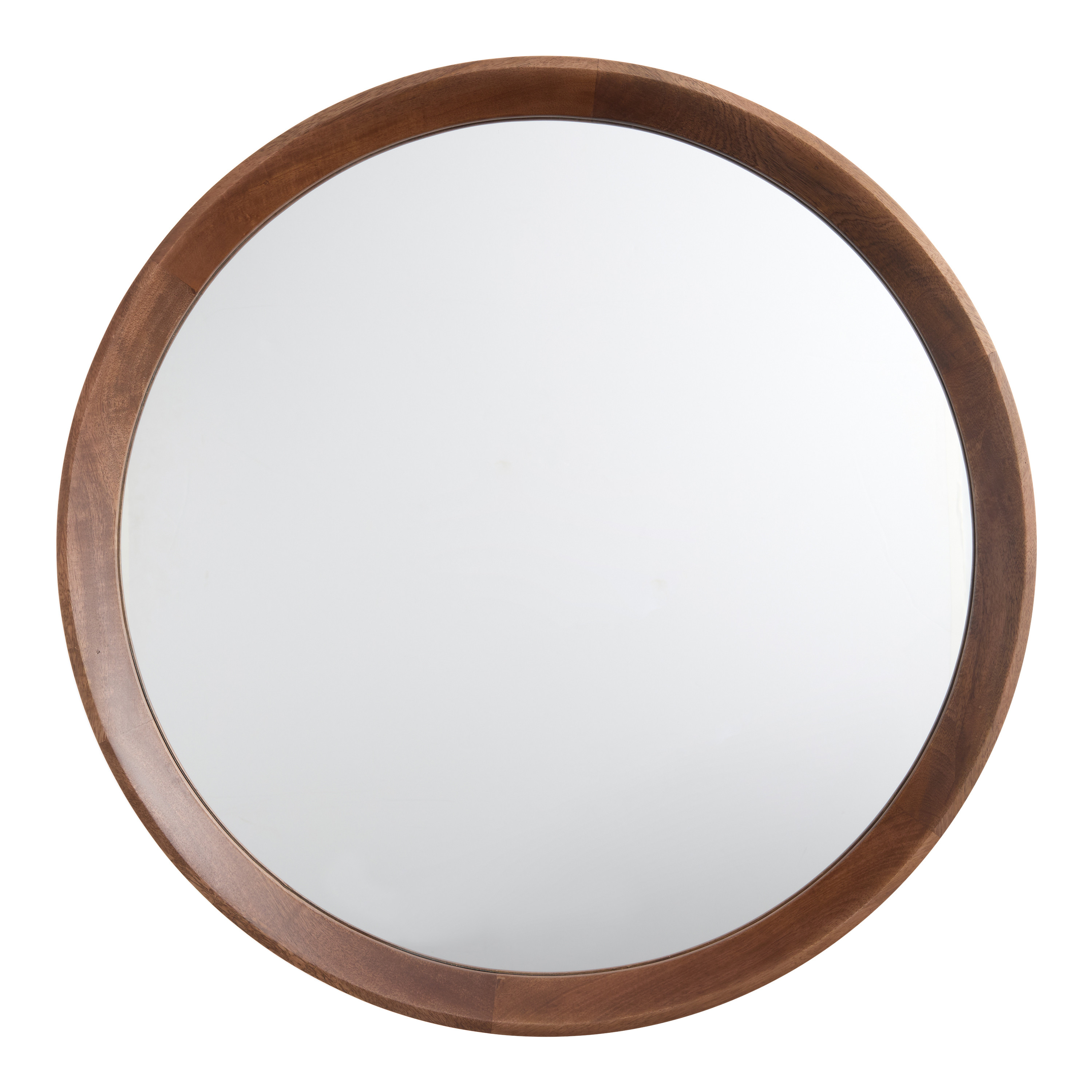 Round Walnut Mango Wood Concave Wall Mirror | World Market
