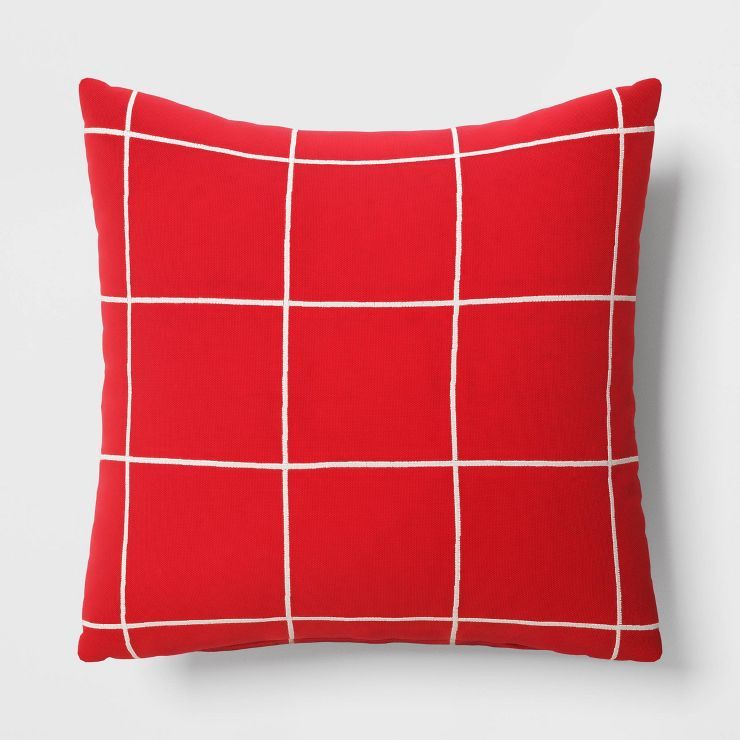 Grid Square Throw Pillow Red/Ivory - Wondershop™ | Target