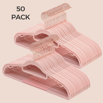 SONGMICS 50 Pack Coat Hangers Non-Slip Clothes Hangers Space-Saving Plastic Hangers 360¡ãSwivel Rose Gold Hook Light Pink | Target