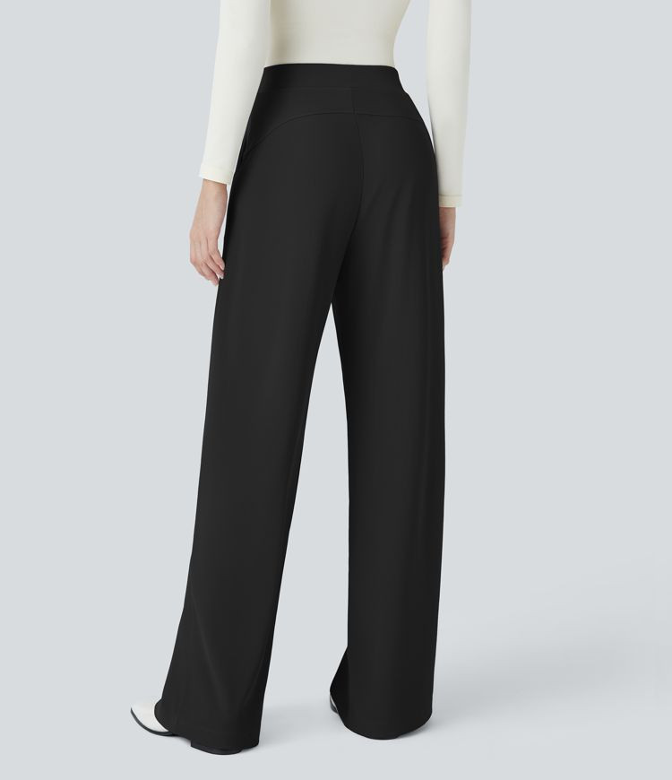 Women’s Halara Flex™ High Waisted Body Sculpt Waist-Slimming Side Pocket Wide Leg Micro Waffl... | HALARA