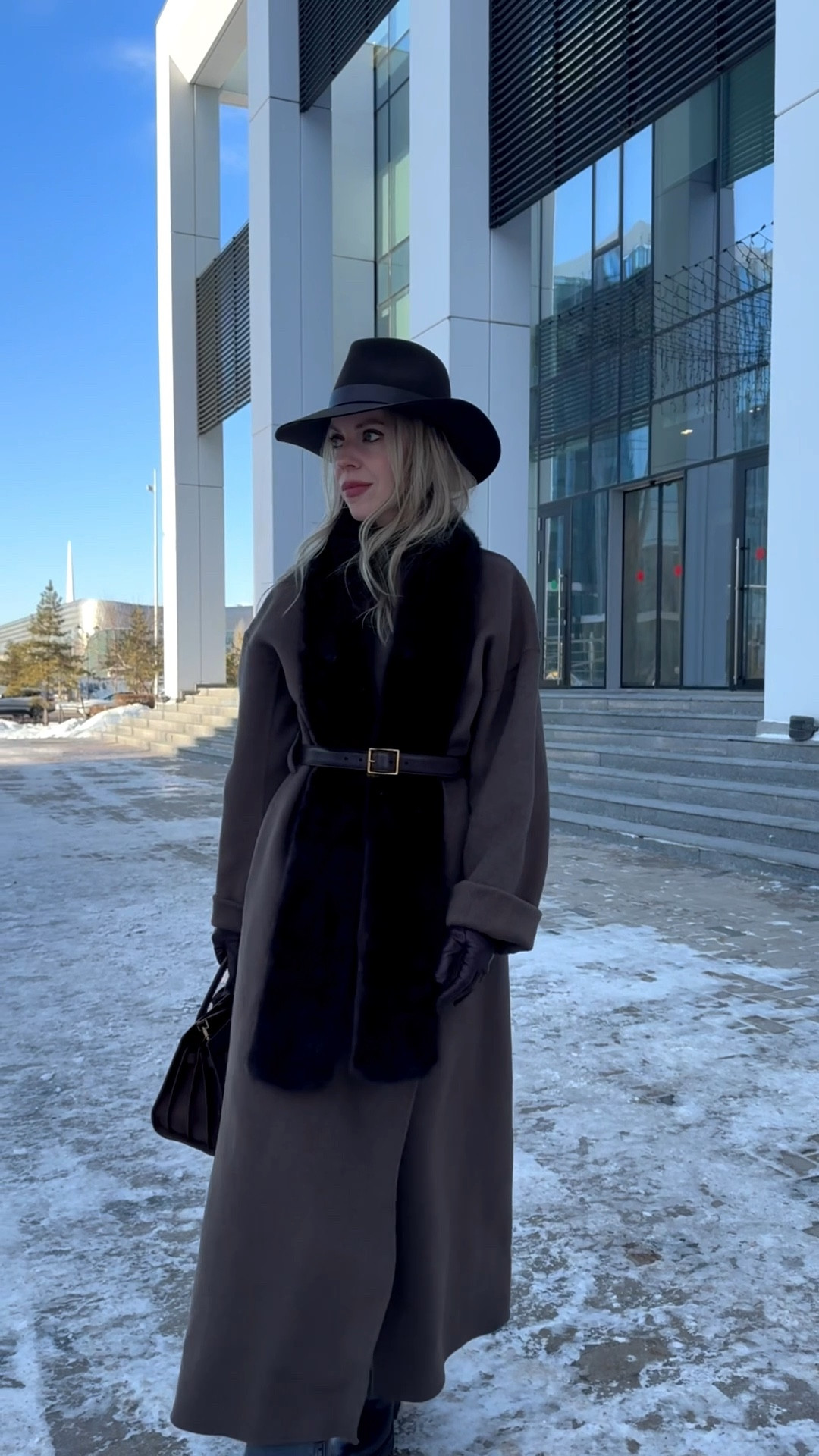 Dark brown wool coat, vintage fur scarf, dark brown belt, chocolate brown winter outfit, Zara jeans, burgundy leather gloves 

#LTKSeasonal #LTKOver40 #LTKFindsUnder100