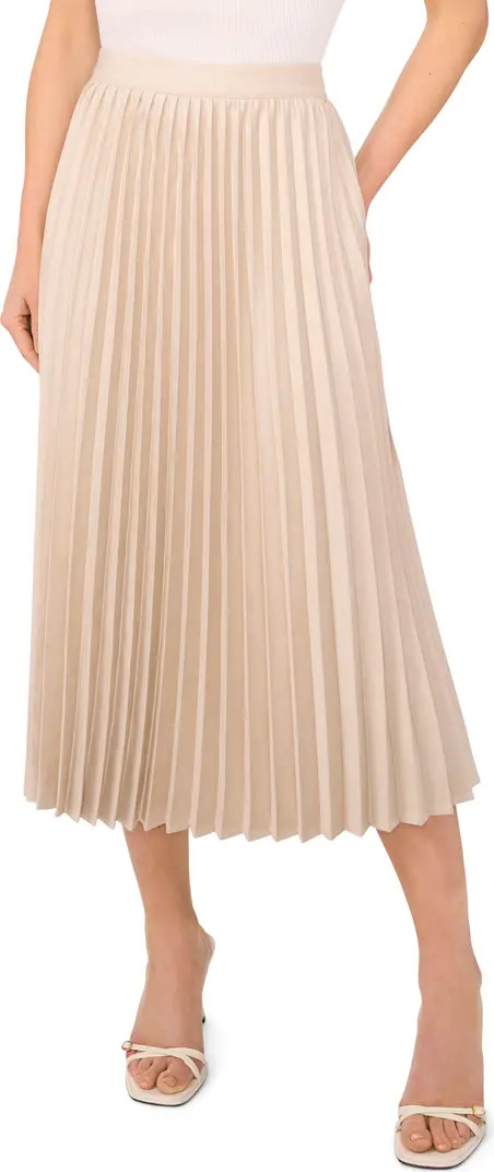 Pleated A-Line Faux Suede Midi Skirt | Nordstrom