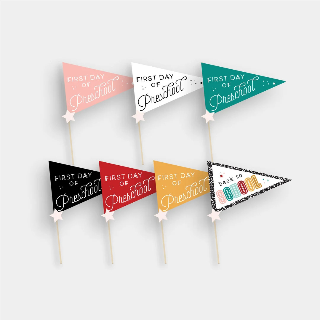 First Day of Preschool Pre-k Prek Pre K Grade Pennant Flag Printable Homeschool School Back to Sc... | Etsy (US)
