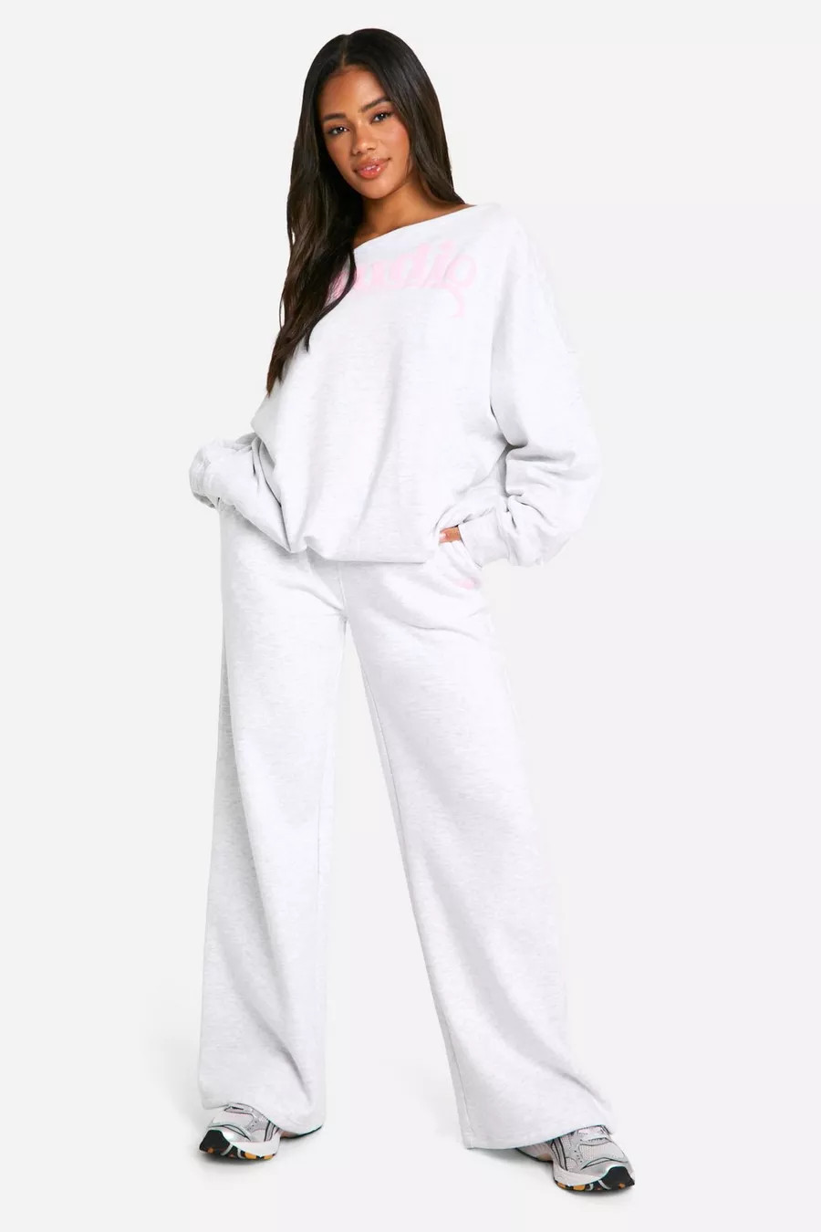 Dsgn Studio Slogan Deep Waistband Straight Leg Sweatpant | boohoo (US & Canada)