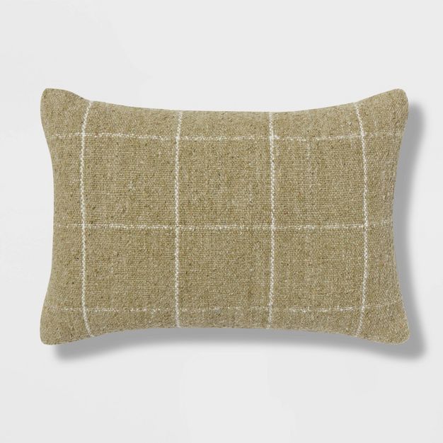 Oblong Windowpane Woven Decorative Throw Pillow Green - Threshold&#8482; | Target