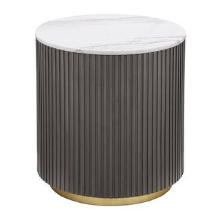 Jason 22 in. White and Charcoal Round Marble Top End Table | The Home Depot