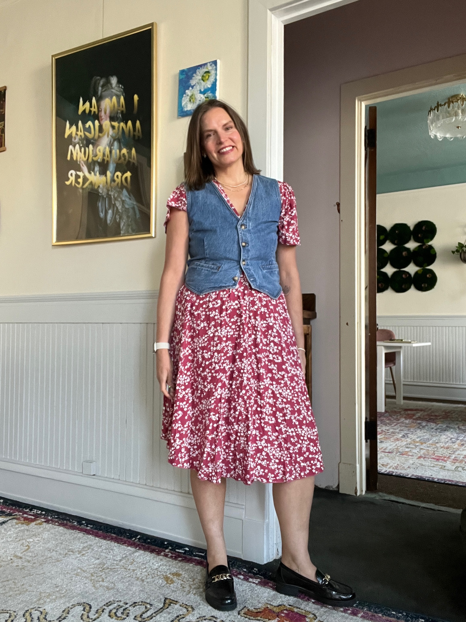 Denim vest looks with a dress 

#LTKMidsize #LTKSeasonal #LTKOver40