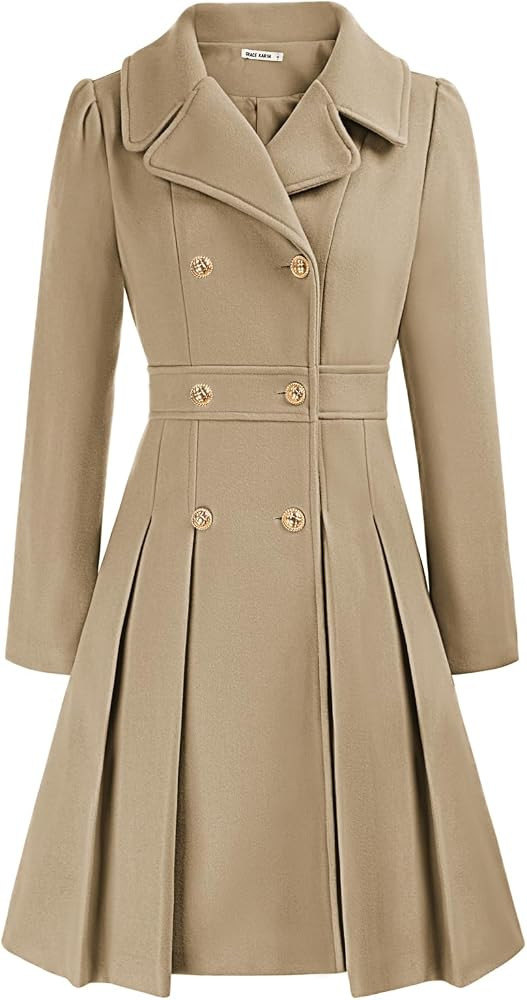 GRACE KARIN 2026 Women's Fashion Trench Coat Notch Lapel Double Breasted Thick A Line Pea Coats J... | Amazon (US)