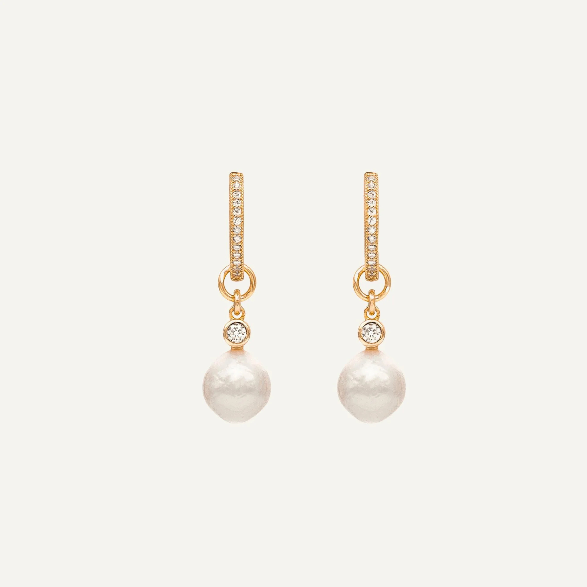 Pearl Charm Hoop Earrings | Mantarraya NYC