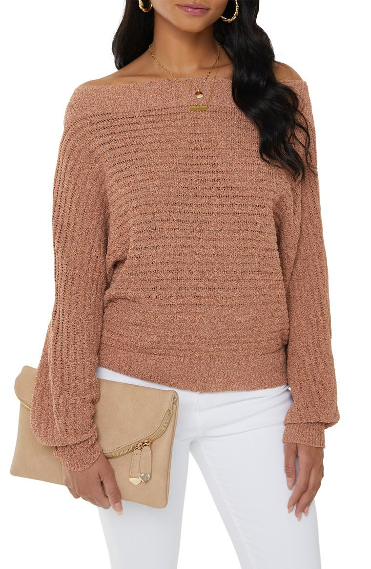x Nordstrom Ribbed Off the Shoulder Dolman Sleeve Sweater | Nordstrom