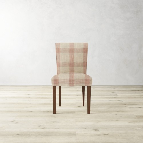 Fitzgerald Dining Side Chair, Standard, Textured Plaid, Taupe And Red, Nutmeg | Williams-Sonoma