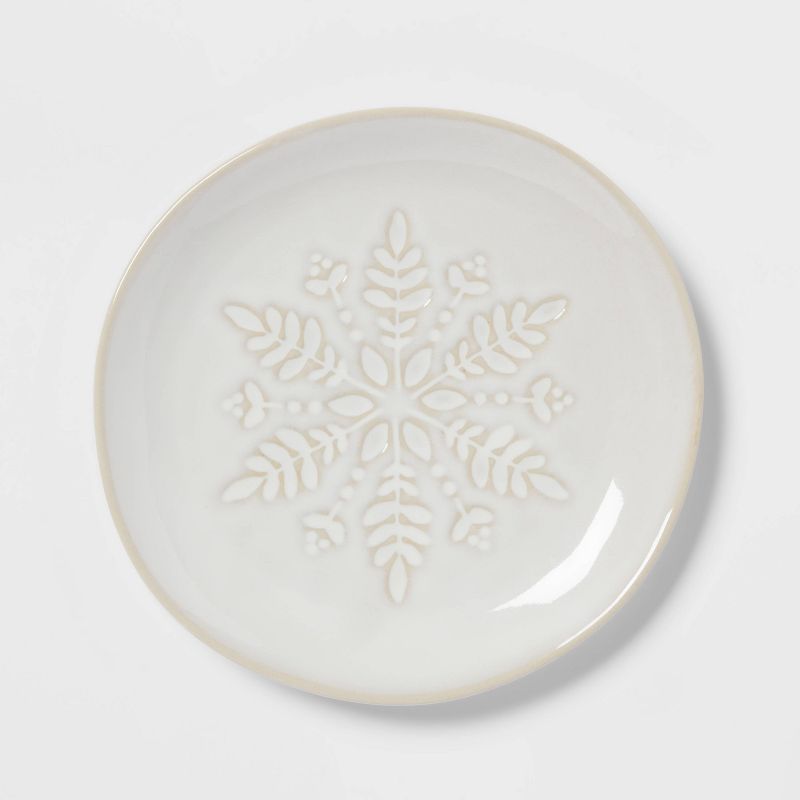 6" 4pk Stoneware Snowflake Appetizer Plates - Threshold™ | Target