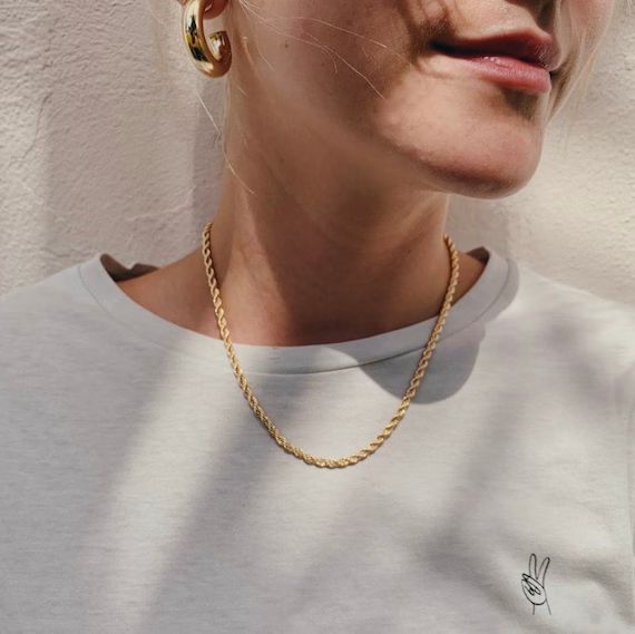 Skinny Rope Chain  18k Gold Layered Rope Chain 18  | Etsy | Etsy (US)