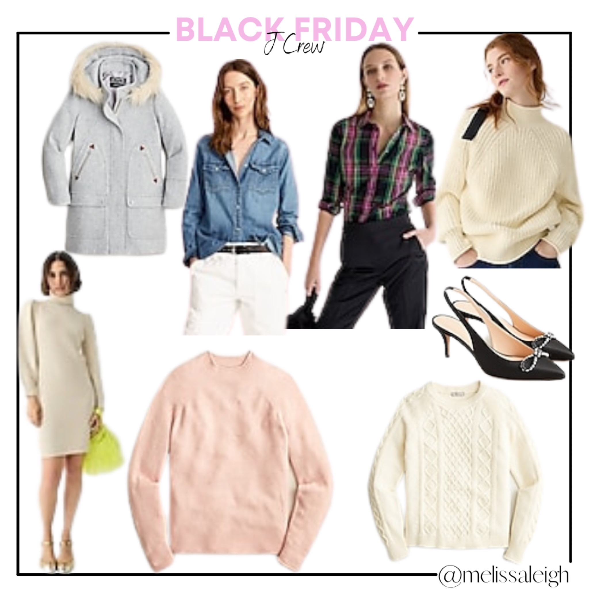 Black Friday J crew - 50% off site wide - holiday outfit, sweater dress, holiday party - wool coat with hood, chambray top, sweater, bow heels, plaid flannel top, classic style, preppy style 

#LTKHoliday #LTKCyberweek #LTKshoecrush