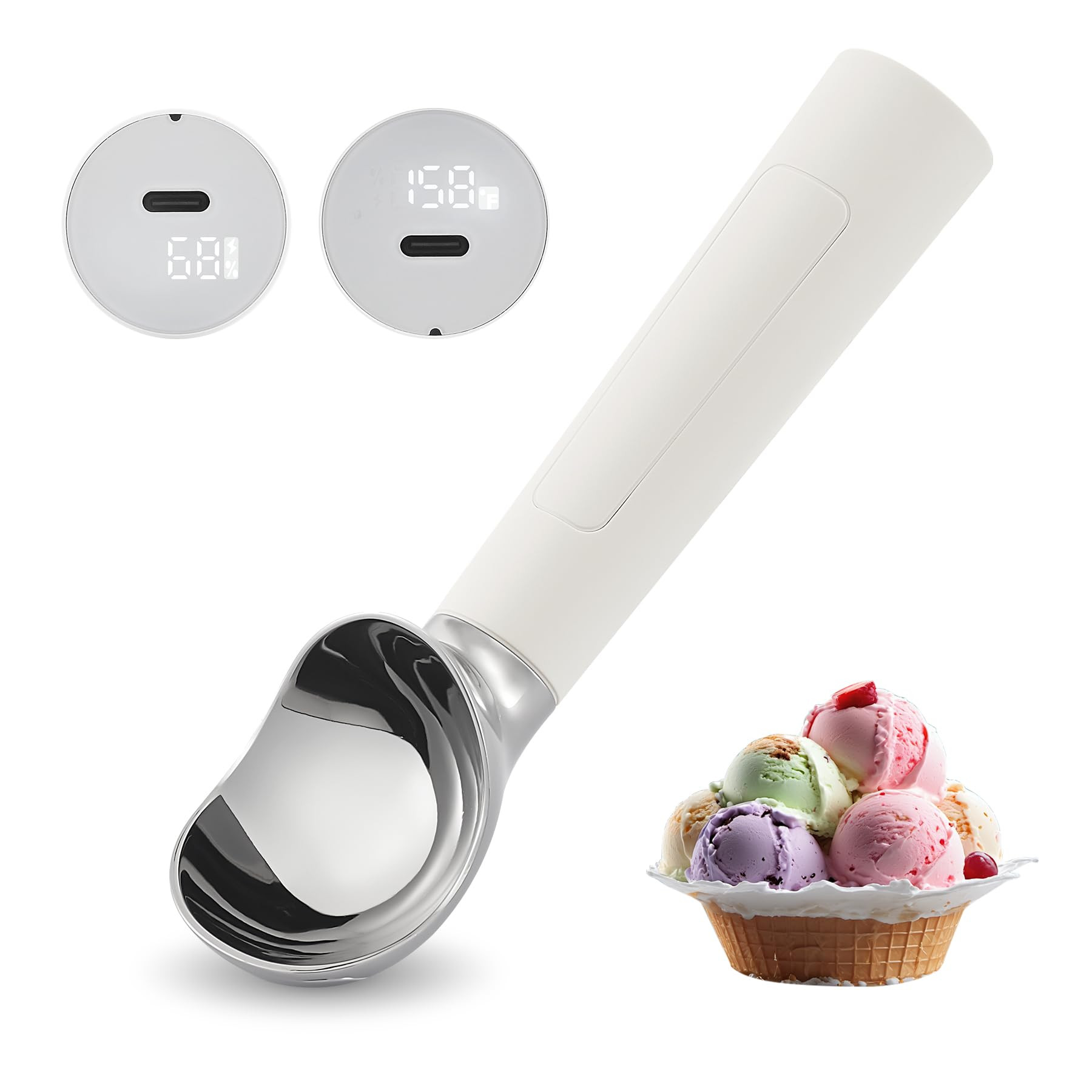 Heated Ice Cream Scoop Rechargeable, Electric Warming Ice Cream Scooper with LED Display, Heats t... | Amazon (US)