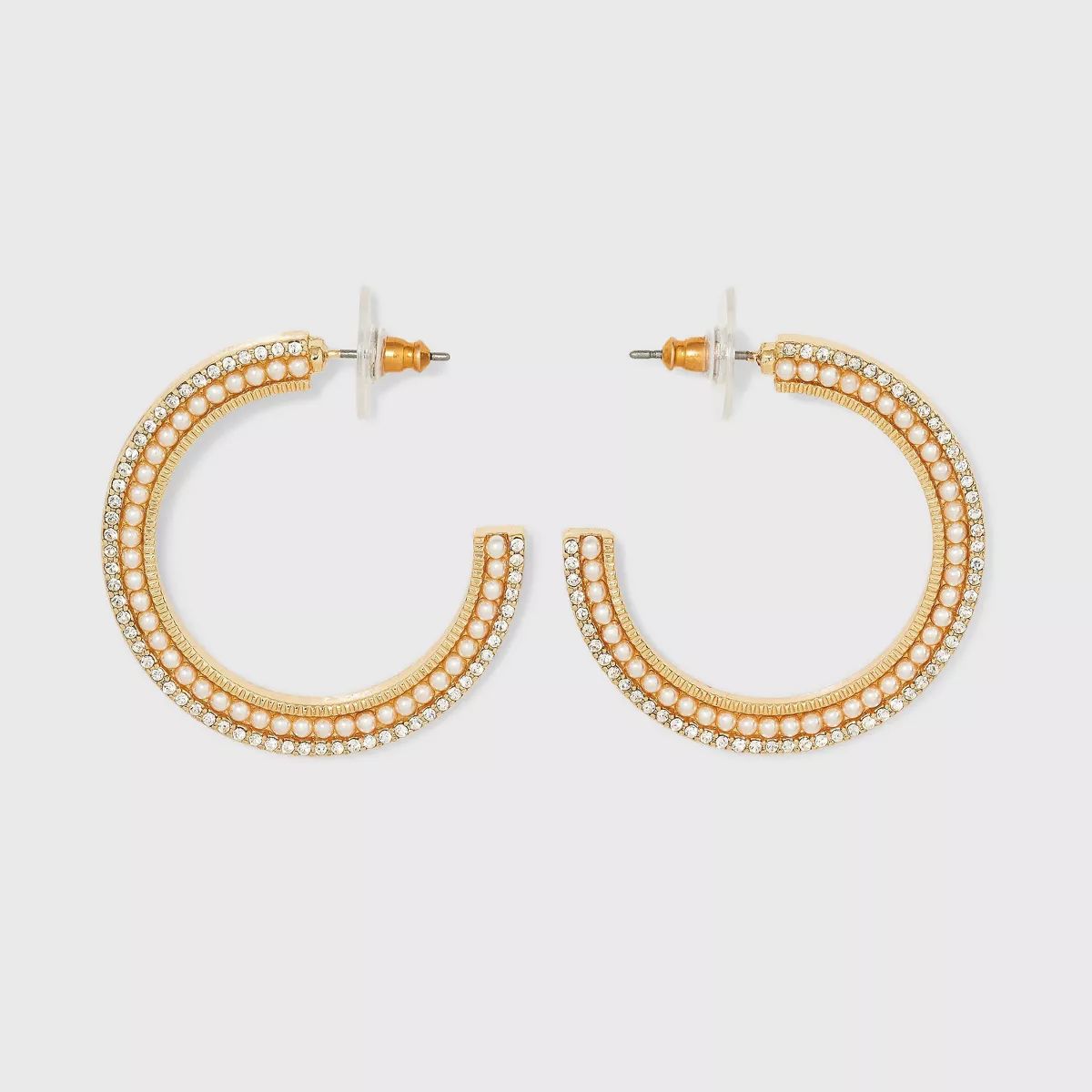 SUGARFIX by BaubleBar Large Pearl and Crystal Hoop Earrings - Gold | Target