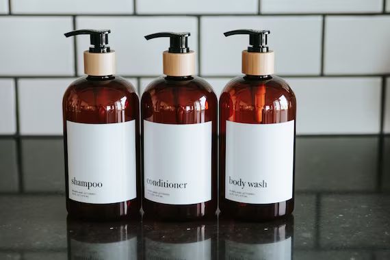 Amber Shampoo and Conditioner Bottle Set Bamboo Shampoo | Etsy | Etsy (US)