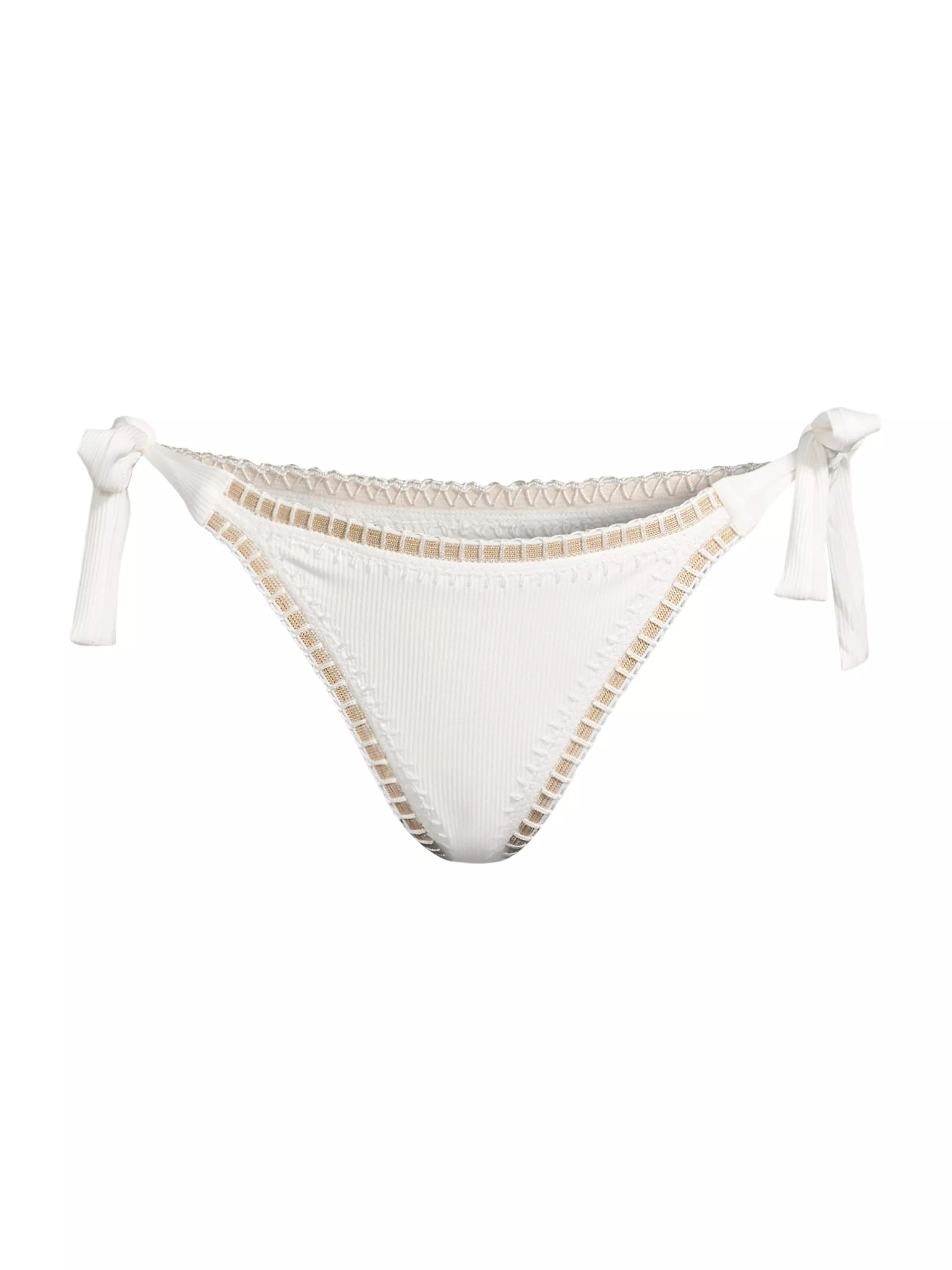 Crochet-Trim Ribbed Bikini Bottom | Saks Fifth Avenue