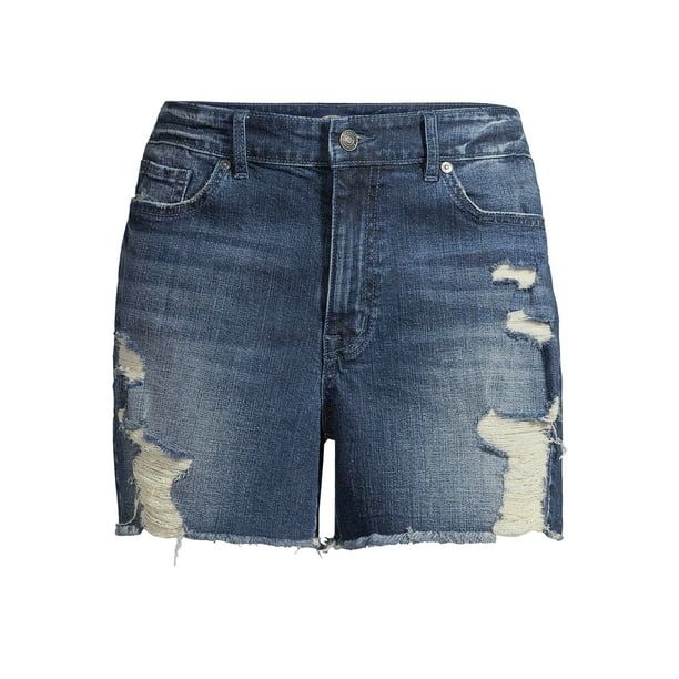 Scoop Destructed Retro Boyfriend Jean Shorts Women’s | Walmart (US)