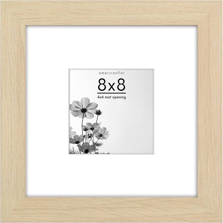 Americanflat 8x8 Picture Frame with Shatter-Resistant Glass - Use as 4x4 Frame with Mat or 8x8 Fr... | Amazon (US)