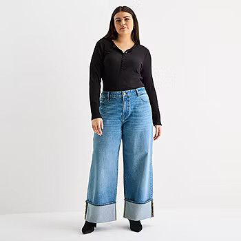 new!a.n.a Womens Plus Highest Rise Wide Leg Jean | JCPenney