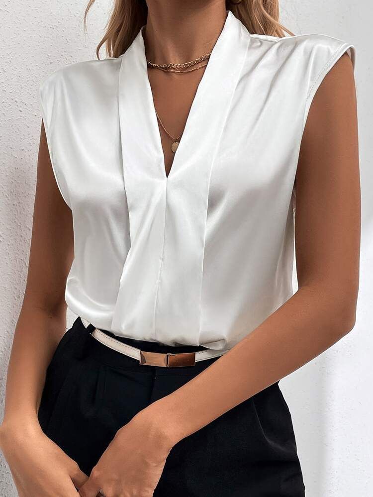 Solid Satin Blouse | SHEIN
