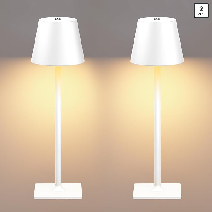 Yogaret White Cordless Table Lamp Set of 2 for Patio Restaurant Home Dinner Kitchen | Amazon (US)