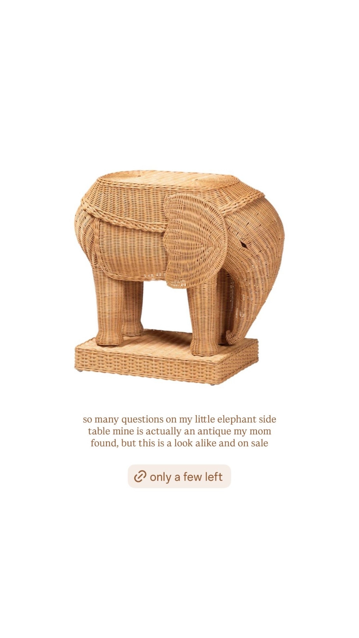 so many questions on my little elephant side table lately! 🤍 mine is actually an antique that my mom found years ago, but i tracked down this lookalike and it's such a great match. even better, it's currently on sale if you've been wanting to recreate the look in your own space. ✨

#LTKSeasonal #LTKHome