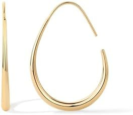 PAVOI 14K Gold Plated 925 Sterling Silver Post Lightweight Teardrop Hoop Earrings for Women | Lar... | Amazon (US)