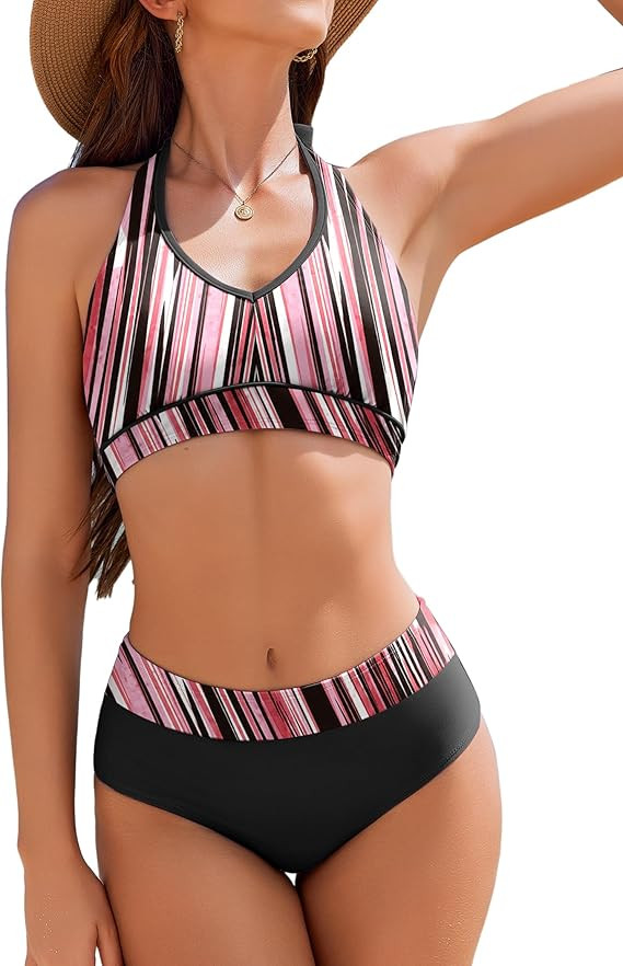 AI'MAGE Bikini Sets for Women High Waisted Two Piece Bathing Suit Tummy Control Swimsuits Halter ... | Amazon (US)
