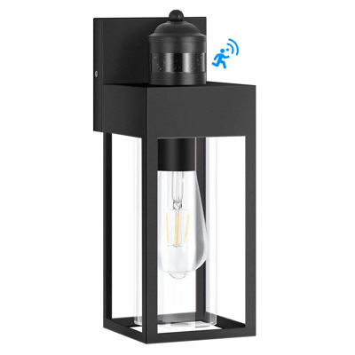 Light Dusk To Dawn And Motion Sensing Outdoor Hardwired Wall Sconce With Cylinder Clear Glass Shade | Wayfair North America