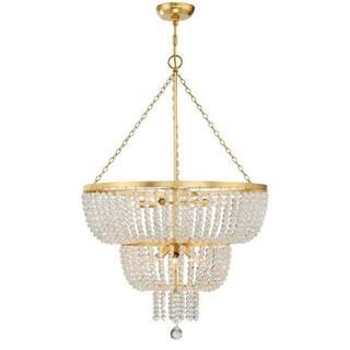 Crystorama Rylee 8-Light Antique Gold Beaded Chandelier 610-GA | The Home Depot