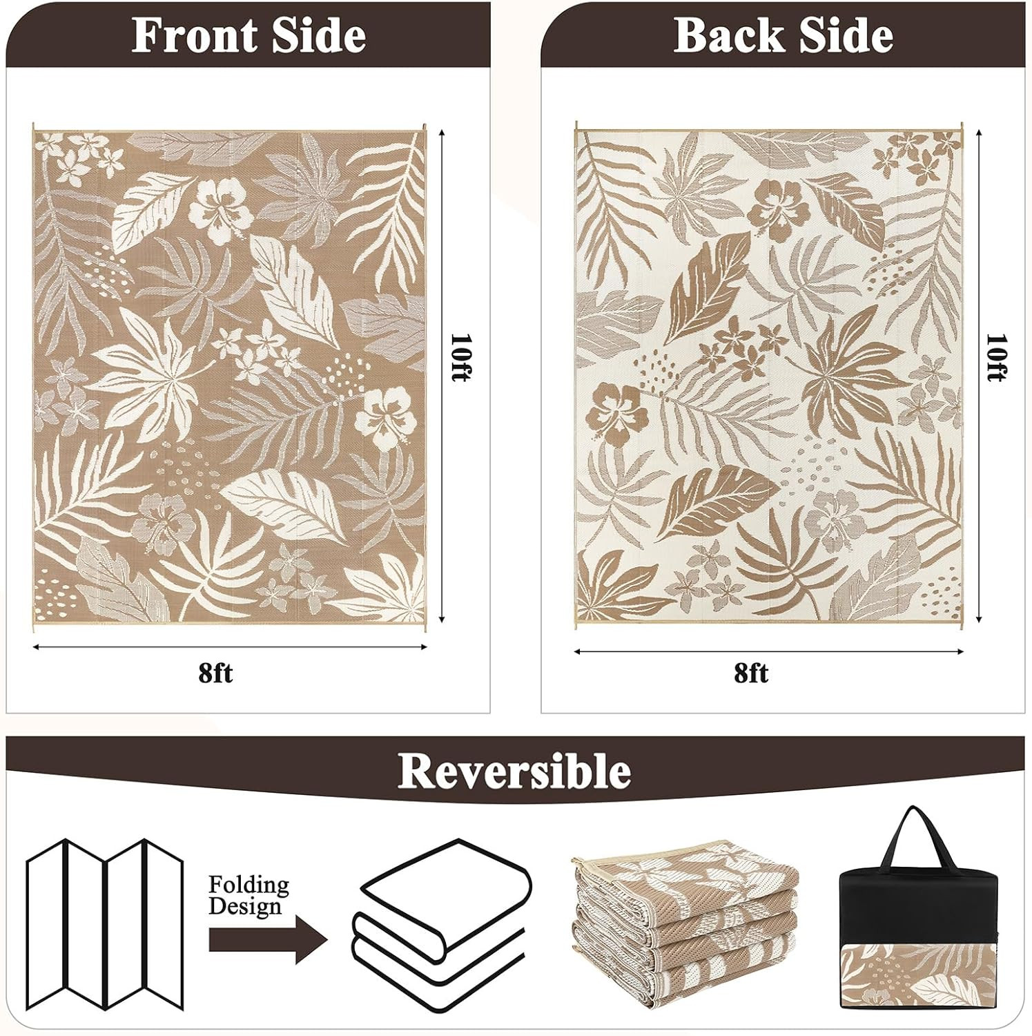 Pauwer Waterproof Outdoor Rug 8x10, Reversible Plastic Straw Patio Camping Rug, Indoor Outdoor RV... | Amazon (US)