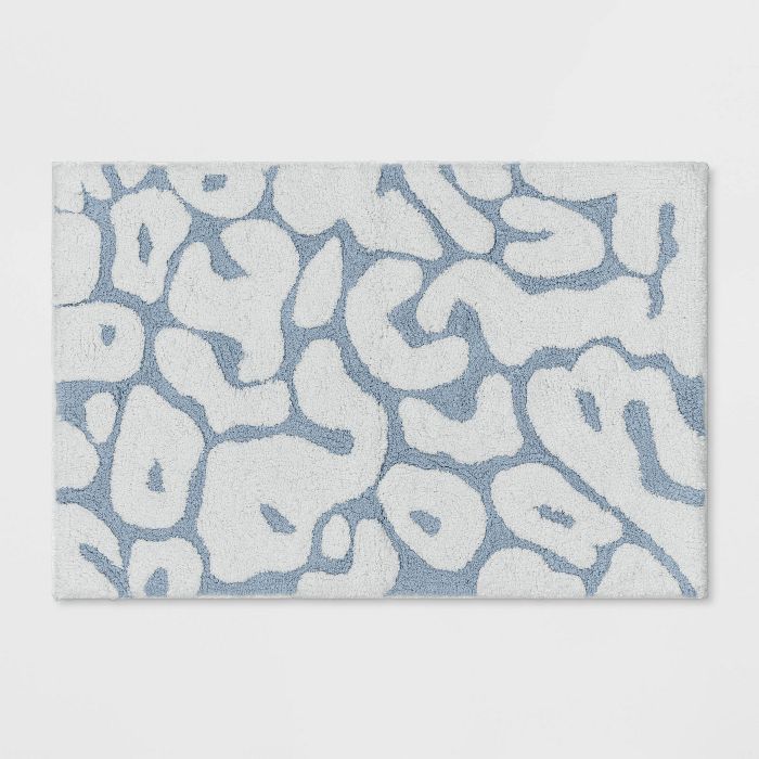 20"x30" Leopard Print Tufted Bath Rug Blue/White - Opalhouse™ | Target