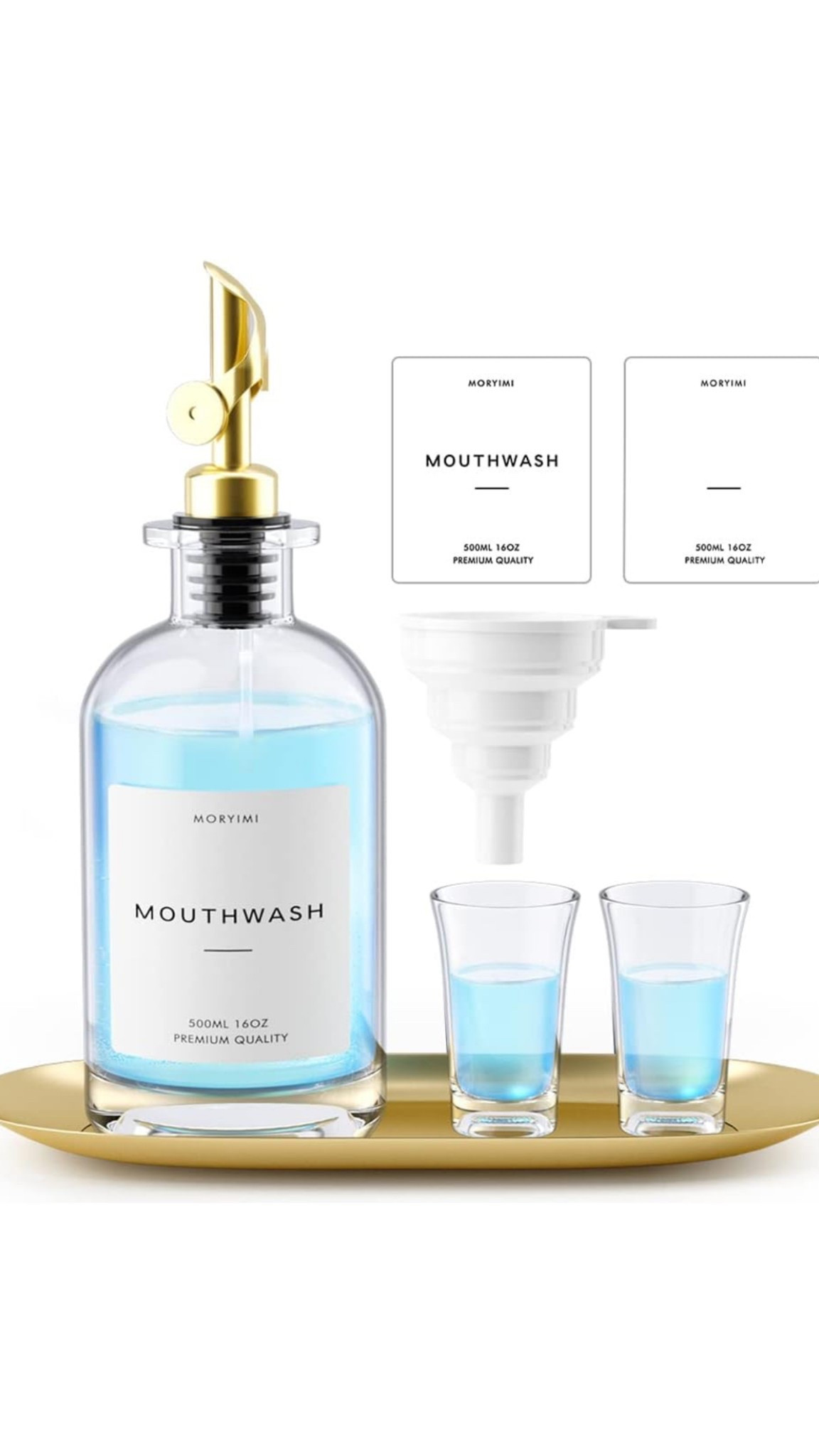 The perfect guest bathroom mouthwash dispenser. I also put paper cups next to it. #LTKBathroom 