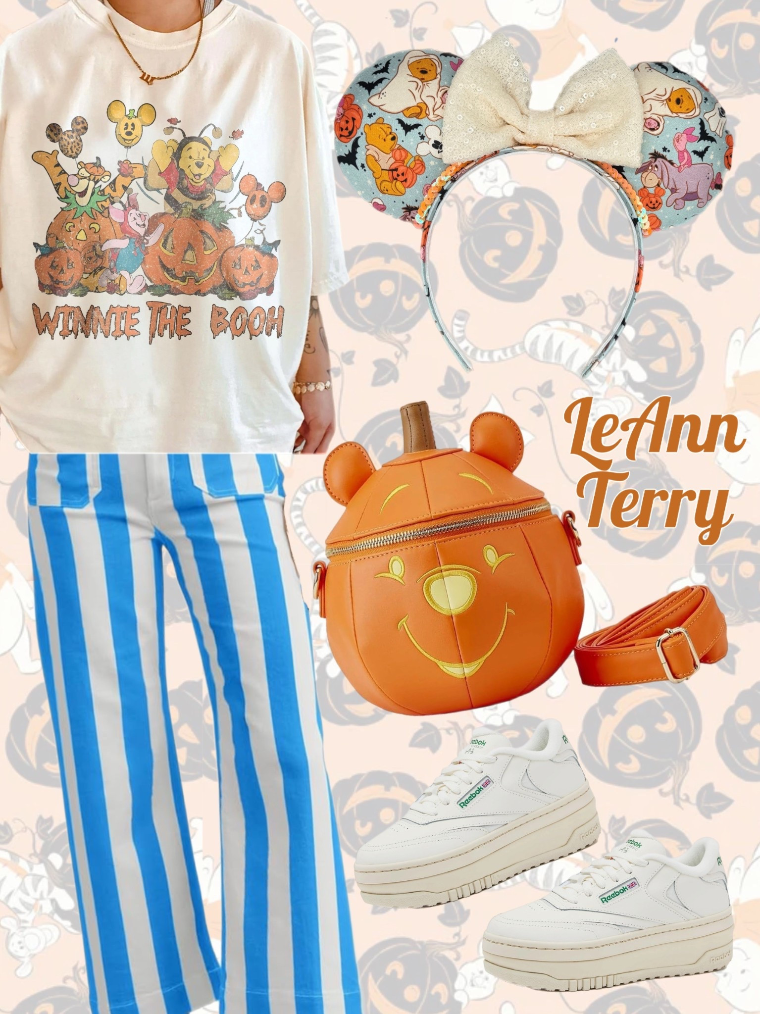 🎃🍯 Fall fun with Pooh &amp; friends! This cozy Halloween Winnie the Pooh tee paired with bold stripes, a pumpkin crossbody, and Minnie ears makes the perfect park day look. 🐻✨ Comfy sneakers keep it cute + practical for all the adventures.

🧡 Would you wear this for a Disney day? #DisneyStyle #OOTD #LTKFall #DisneyHalloween #LTKDisney #WinnieThePooh