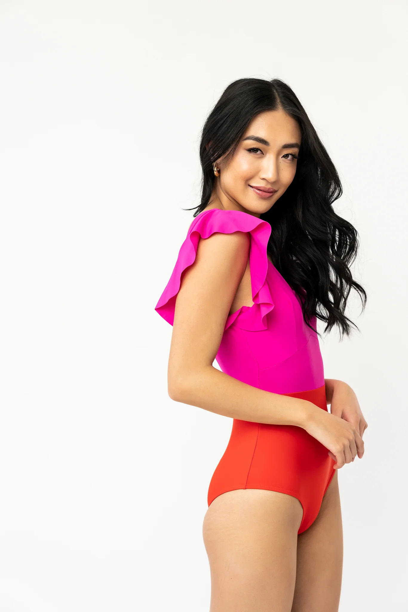 Ocean One Piece | Neon Pink & Poppy Red | Coral Reef Swim US