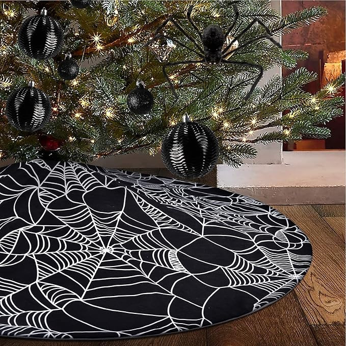 Sofevaim Halloween Black Spider Web 48 inch Tree Skirt,for Christmas Xmas Tree Mat Decorations Sk... | Amazon (US)