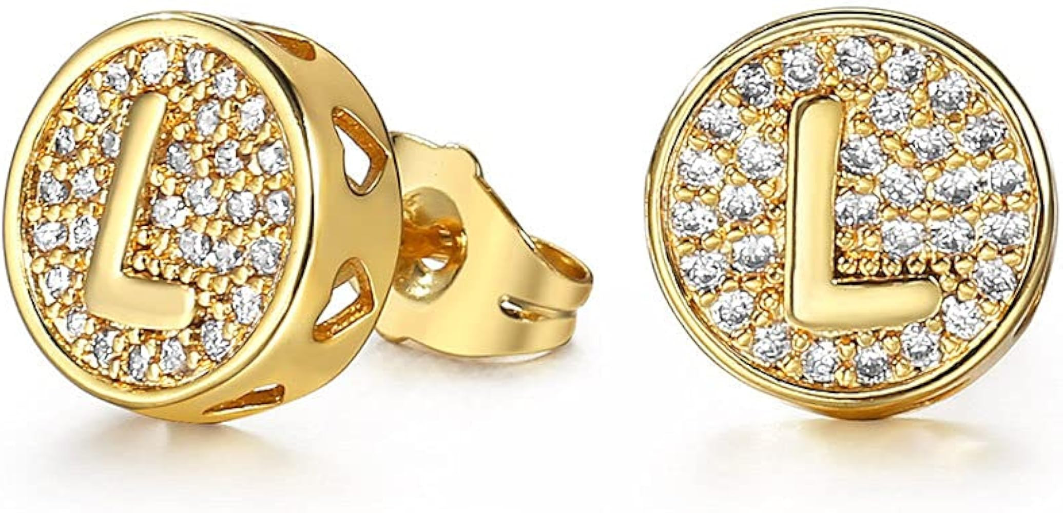 Trendsmax A-Z Initial Letter Stud Earrings Personal Gift for Girls Women Gold Plated Alphabet CZ ... | Amazon (US)
