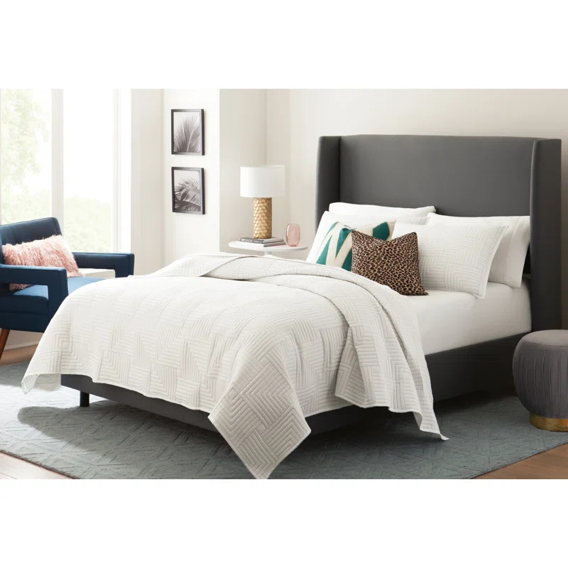 Carey Solid Wood and Upholstered Low Profile Platform Bed | Wayfair North America