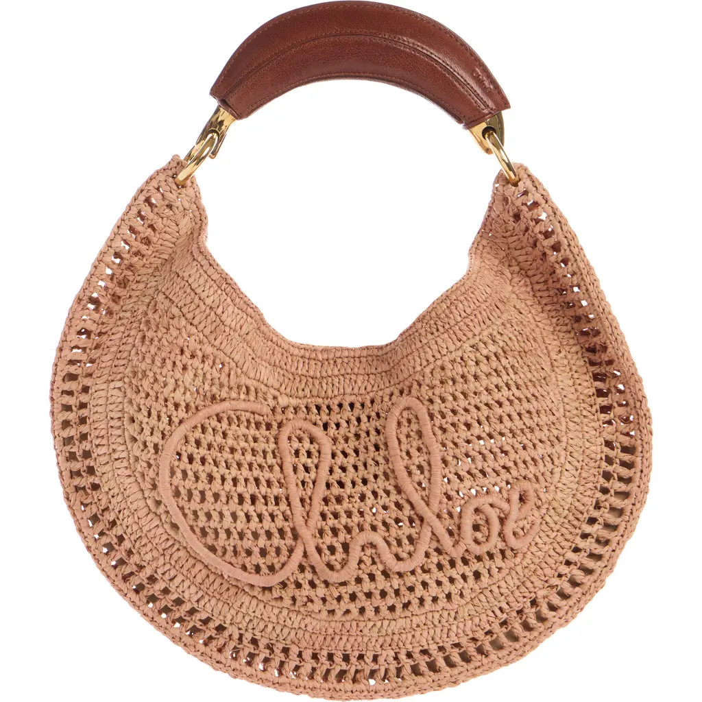 Chloé Summer Banana Crochet Raffia Hobo Bag in Summery Beige at Nordstrom | Nordstrom