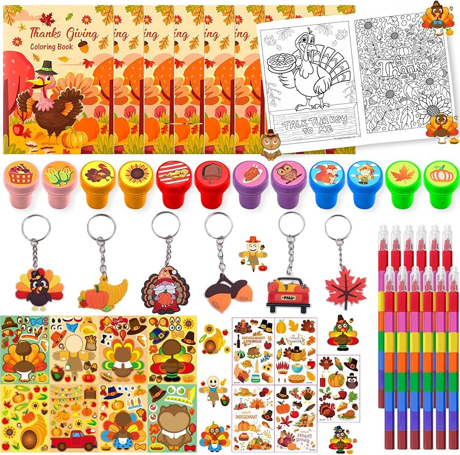 76 Pcs Fall Party Favors Thanksgiving Day Fall Coloring Books Squishy Pumpkins Tattoo DIY Sticker... | Amazon (US)