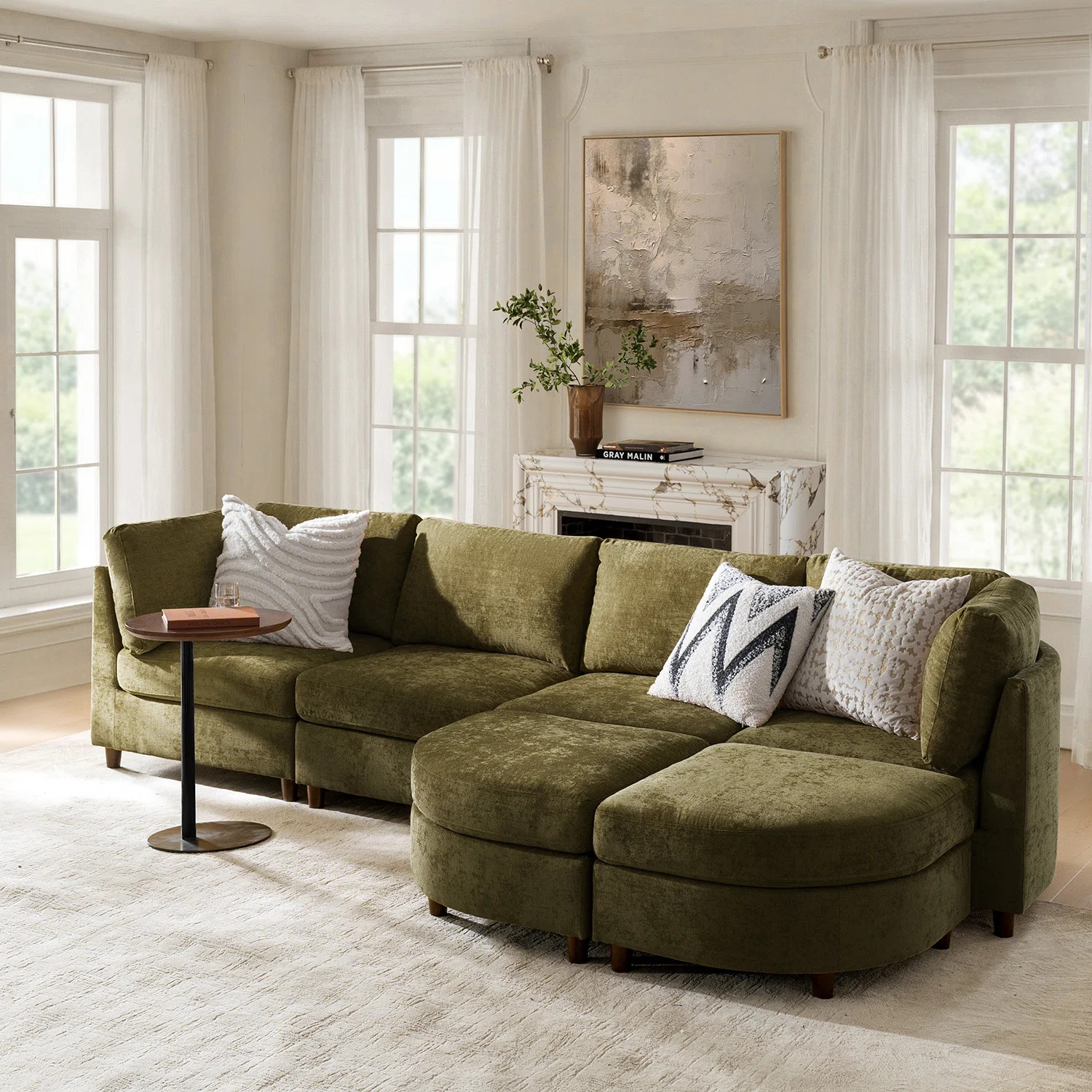 Dayman 125" W Storage Sectional with Ottoman | Wayfair North America