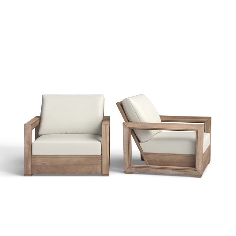 Donnie Acacia Outdoor Lounge Chair with Cushions (Set of 2) | Wayfair North America