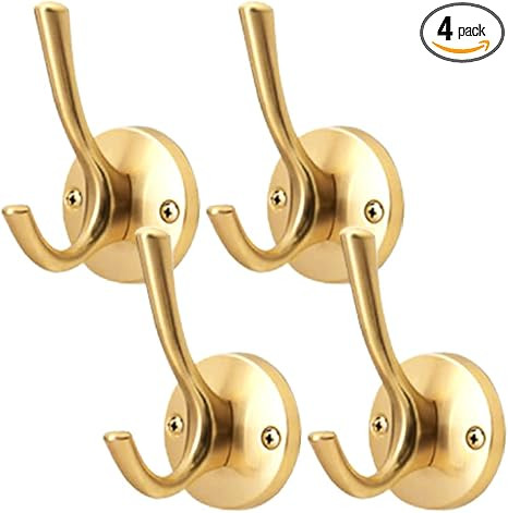 ZUONAI Rose Gold Hooks 4 Pack Brushed Gold Wall Hooks Heavy Duty Metal Coat Hooks for Hanging Coa... | Amazon (US)