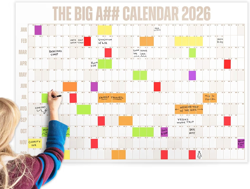 The Big A## Calendar Full-Year Wall Calendar – 2026 Dry-Erase – Includes 1 Marker & 100 Label... | Amazon (US)