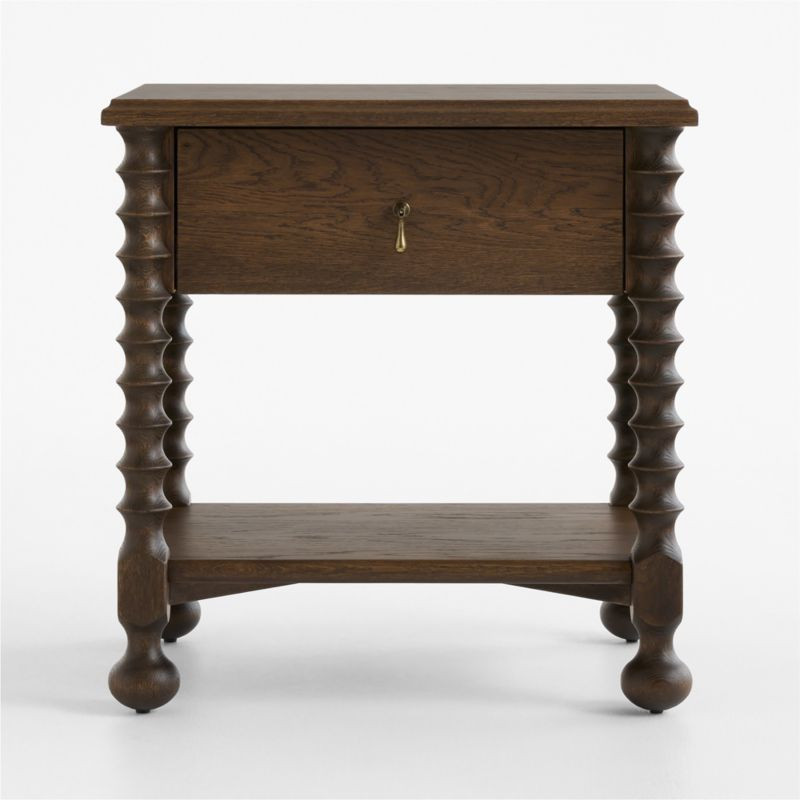 Pembroke 24" Deep Brown Oak Nightstand | Crate & Barrel