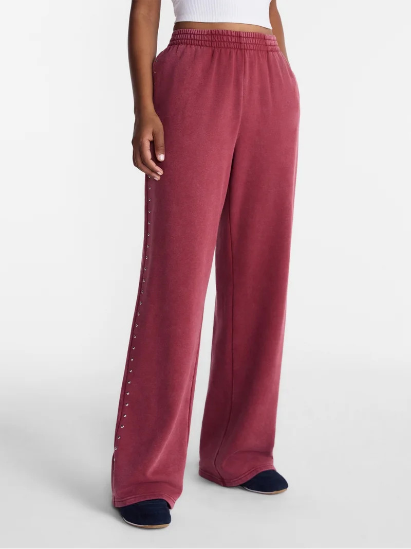 No Boundaries Mineral Wash Studded Sweatpants, 31" Inseam, Women's XXS-XXL | Walmart (US)