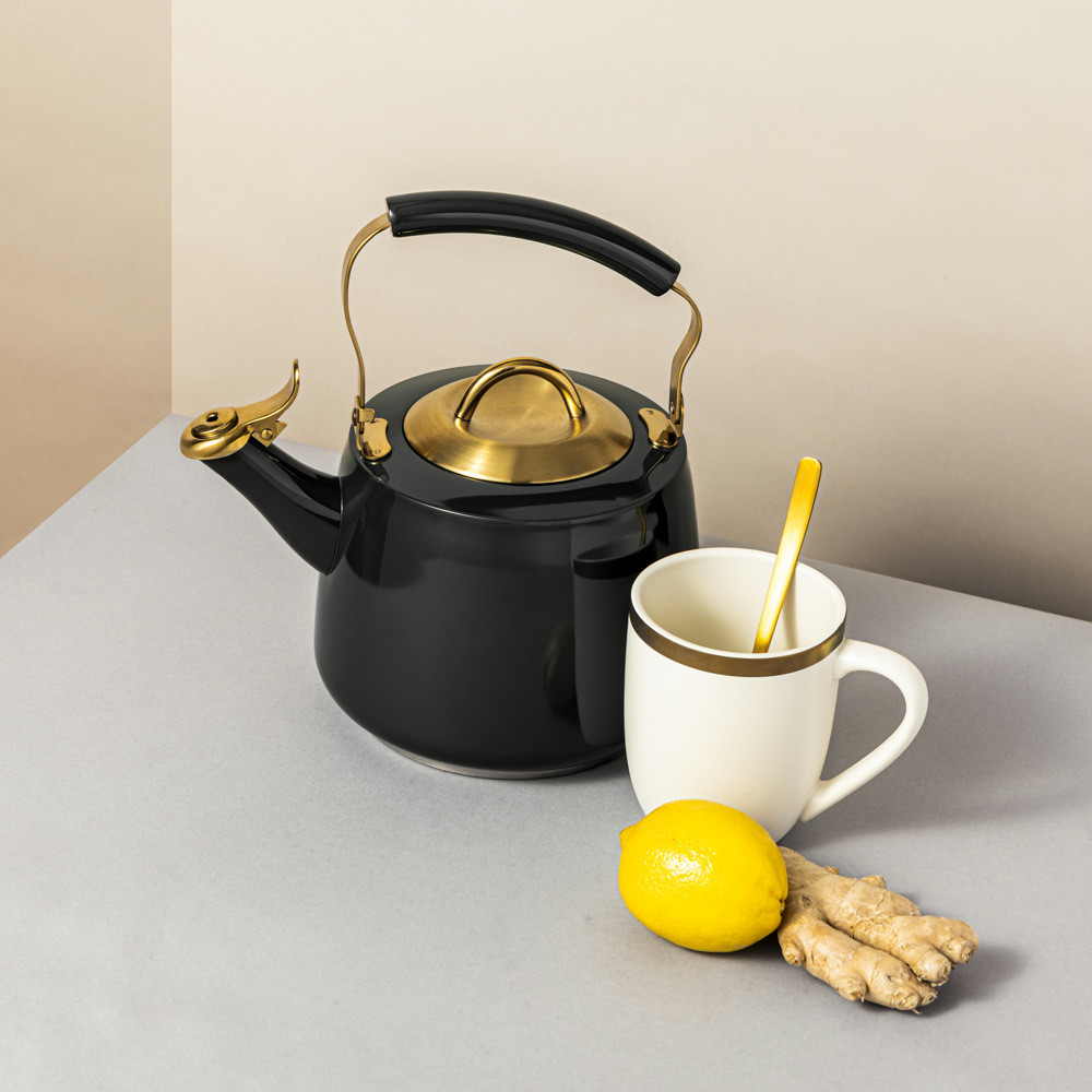 Thyme & Table 1.9QT Stainless Steel Whistling Stovetop Tea Kettle, Black - Walmart.com | Walmart (US)