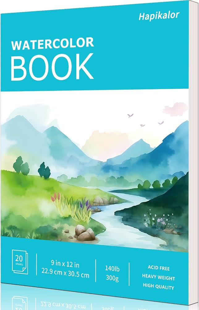 Hapikalor Watercolor Paper Pad, 9"x12" Water Color Paper, 140lb/300gsm Teal | Amazon (US)